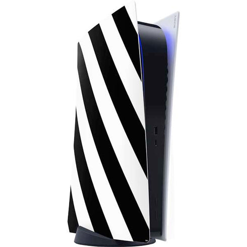 Black and White Geometric Stripes PS5 Digital Edition Console Skin
